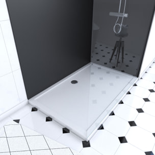 Pack Douche a l'Italienne 90x120 - Kit Panneaux Muraux Noirs + Receveur + Paroi Transparente