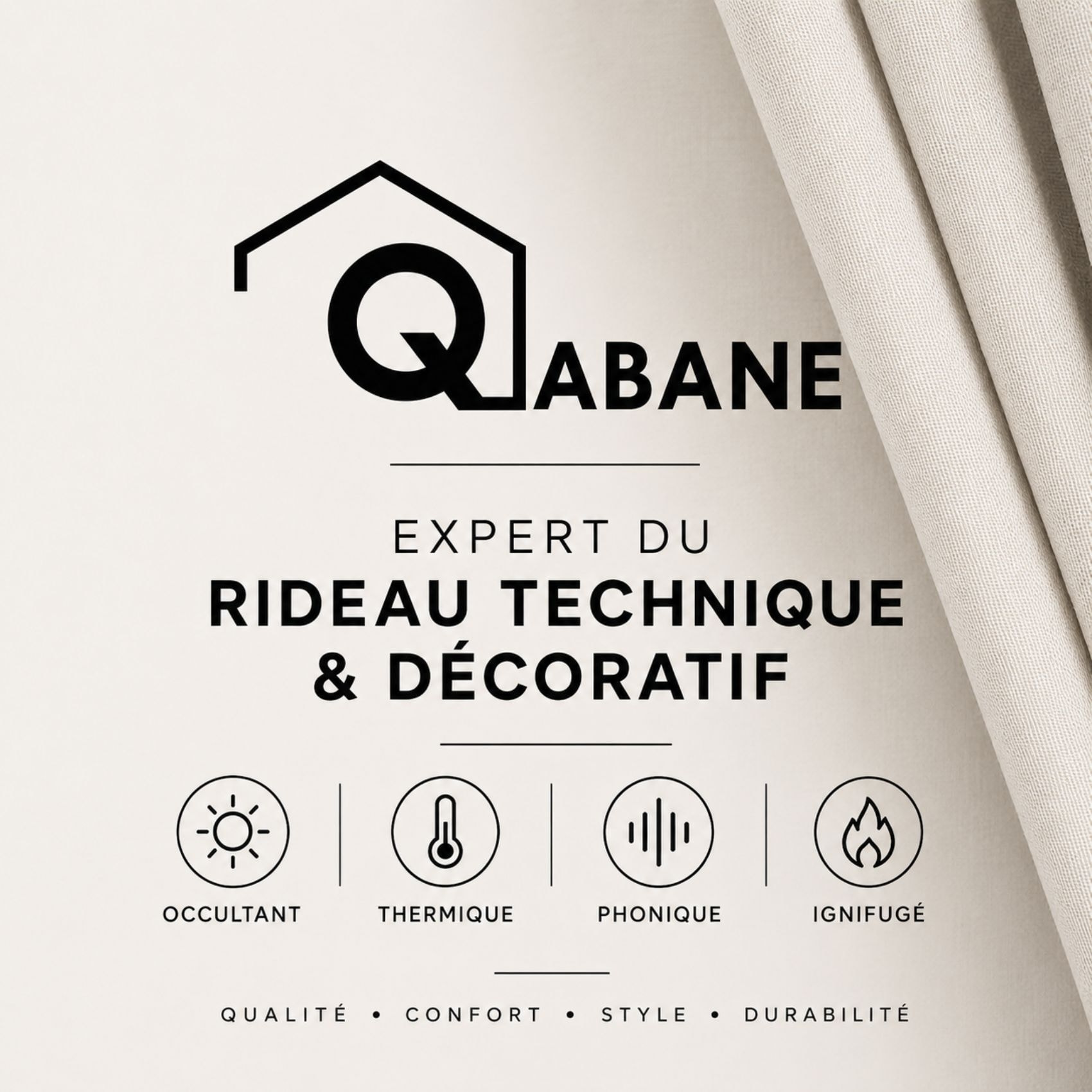 Rideau en velours feutré uni - Blanc