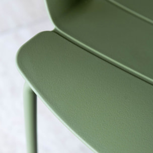 Lot de 4 fauteuils de table vert en polypropylène et métal  MONTAUK