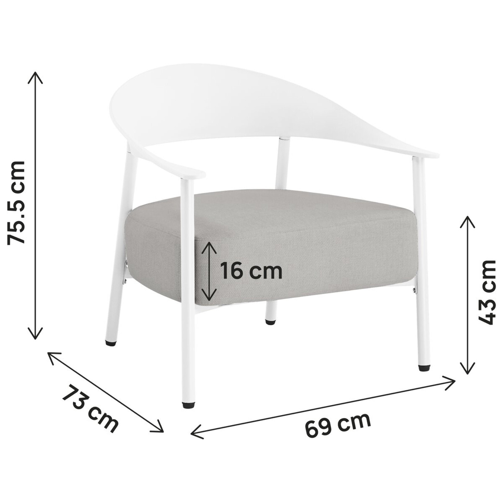 Lot de 2 fauteuils de jardin en plastique et en métal "Céora" - Blanc