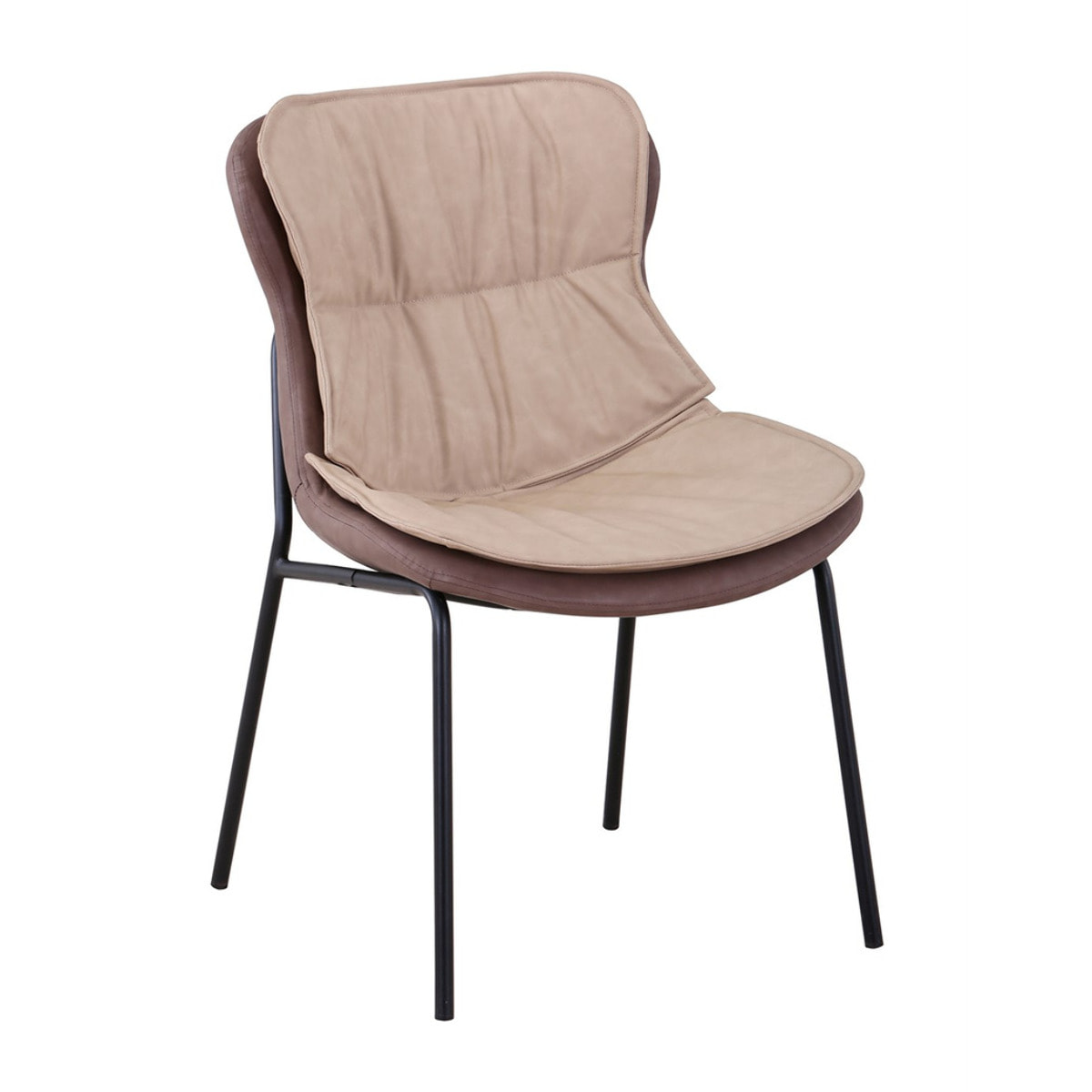 Sedia di design Brady in ecopelle beige e marrone