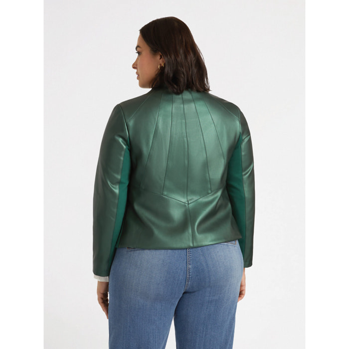 Fiorella Rubino - Chaqueta biker de tejido laminado - Verde