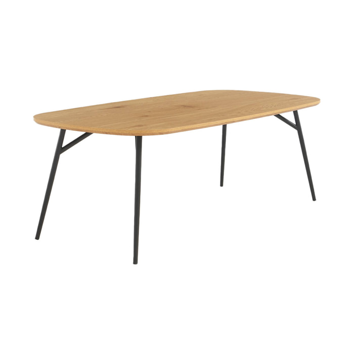 Table basse rectangulaire effet chêne pieds métal noir EZIA