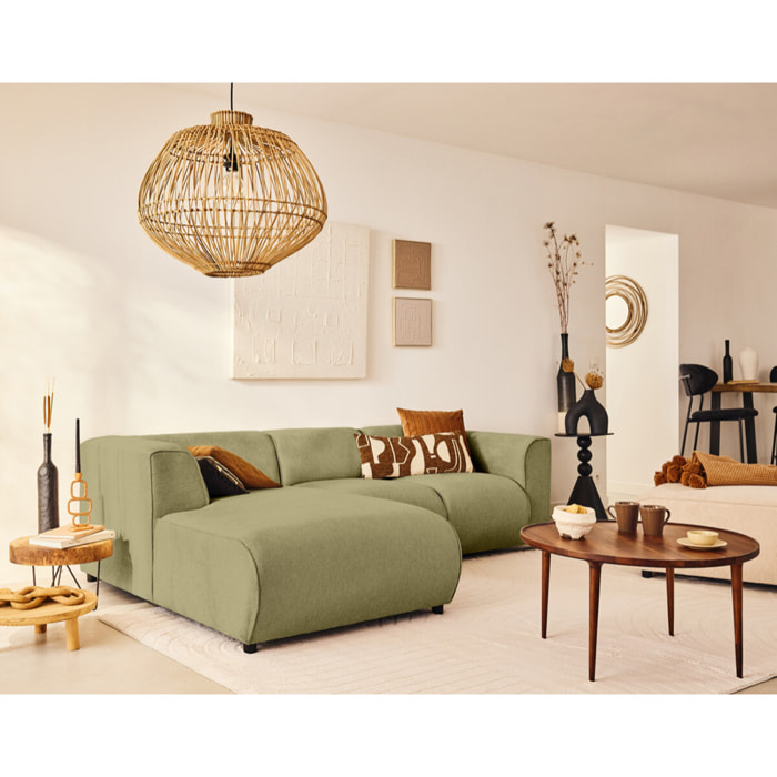 Suaro - Module d'assise méridienne gauche en tissu texturé - Vert sauge