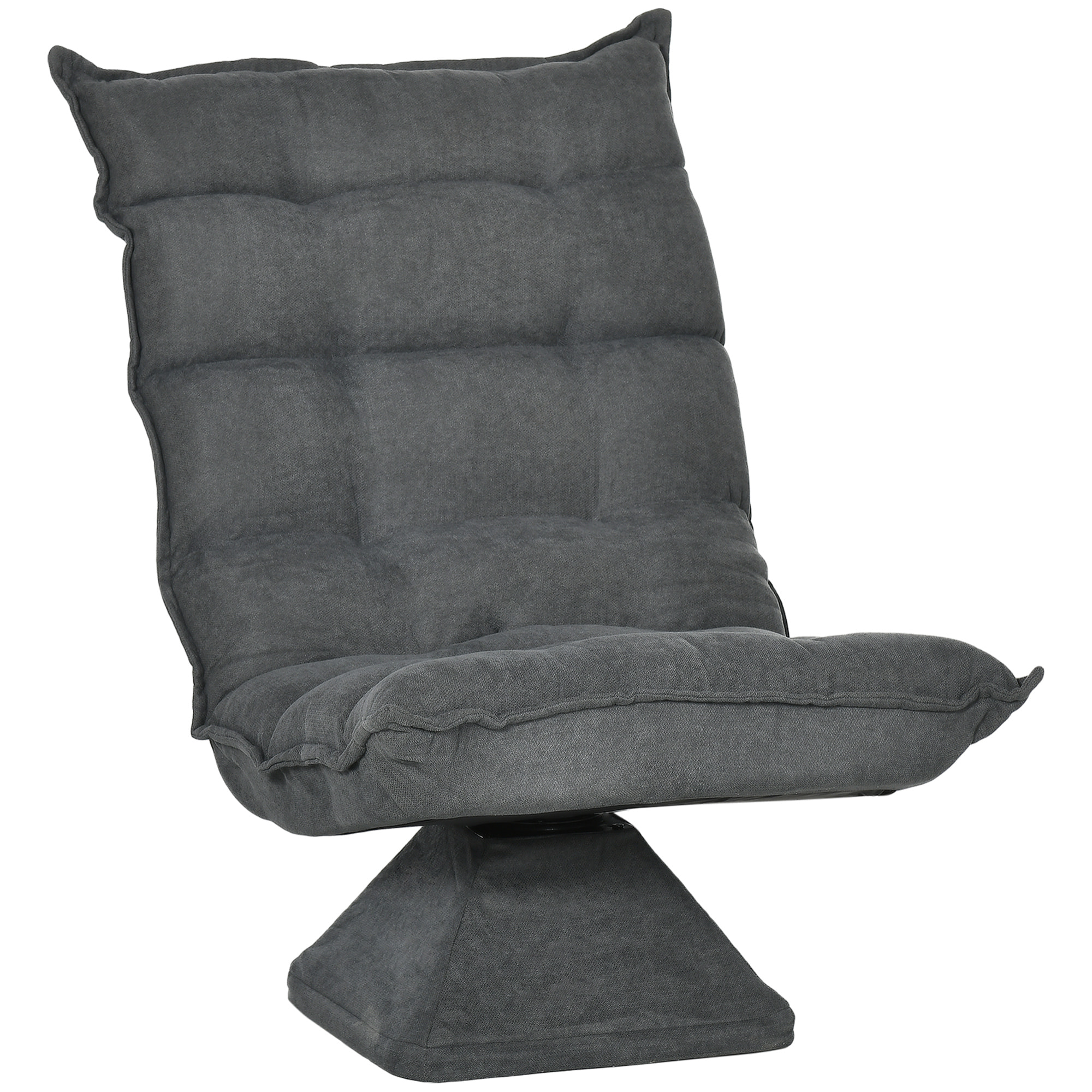 Fauteuil relax grand confort pivotant inclinaison réglable 5 niv. épais garnissage mousse haute densité tissu velours microfibre gris