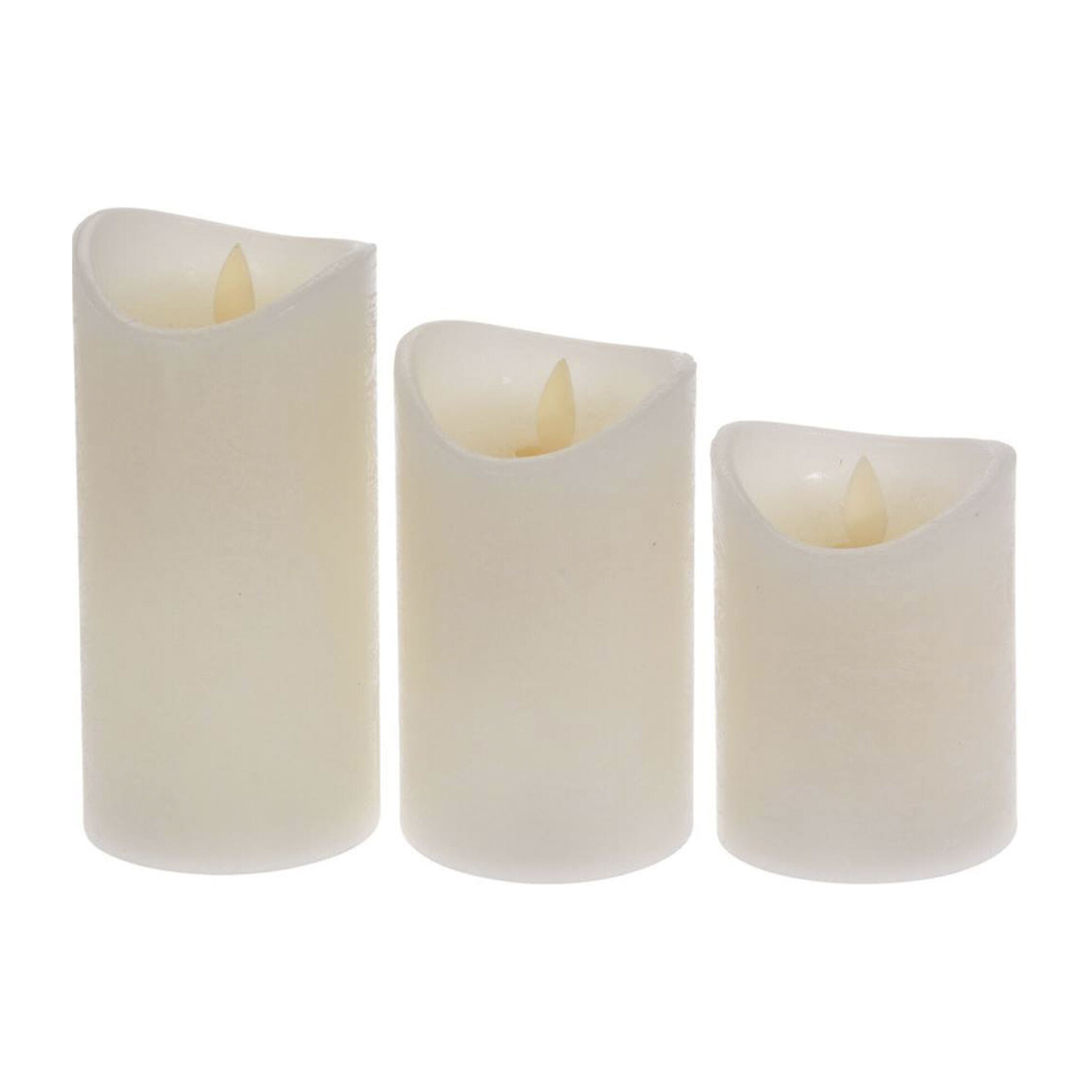 juego de 3 velas led con efecto cera y llama oscilante con mando a distancia