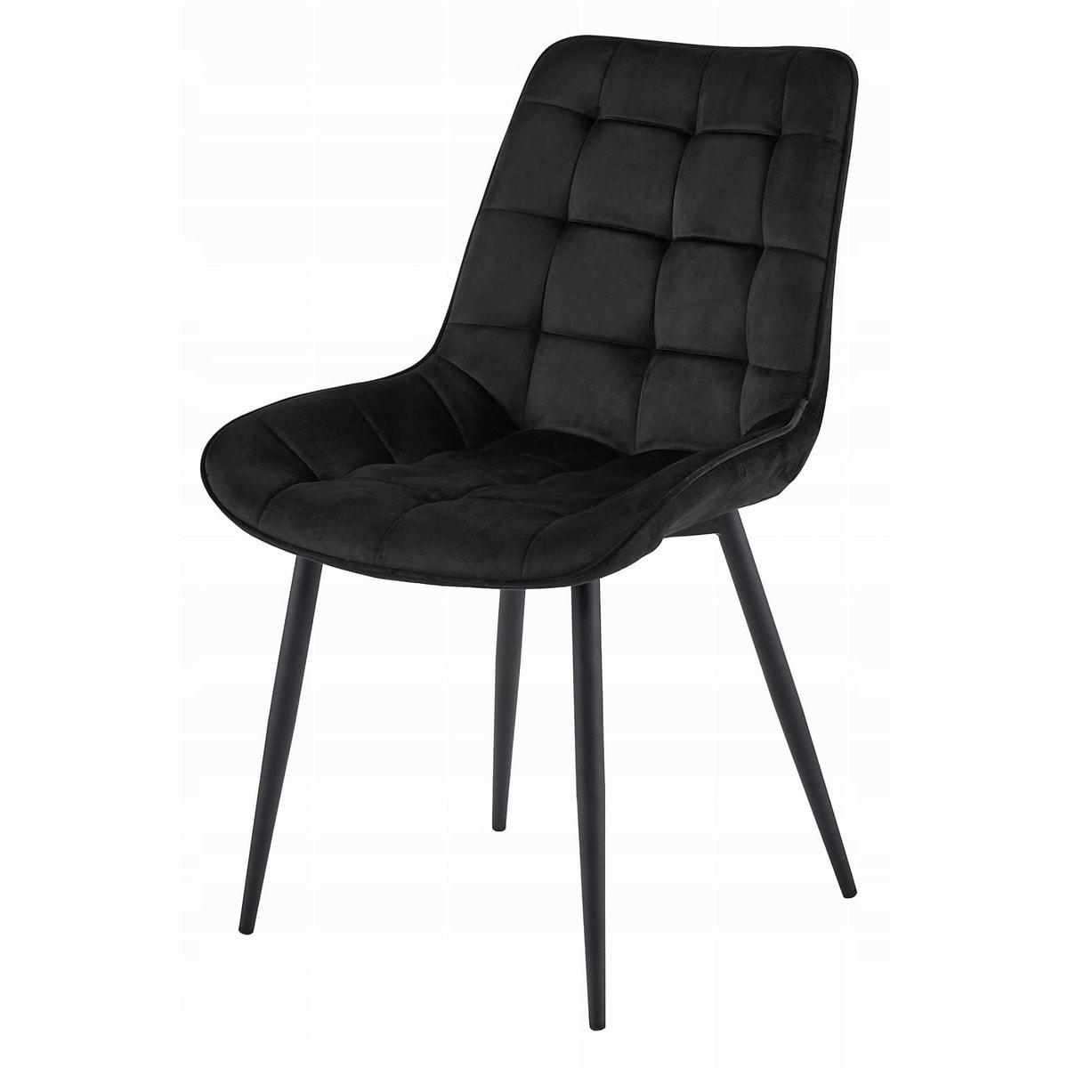 Set di 4 sedie Bera in velluto nero con trapuntatura