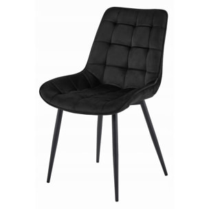 Set di 4 sedie Bera in velluto nero con trapuntatura