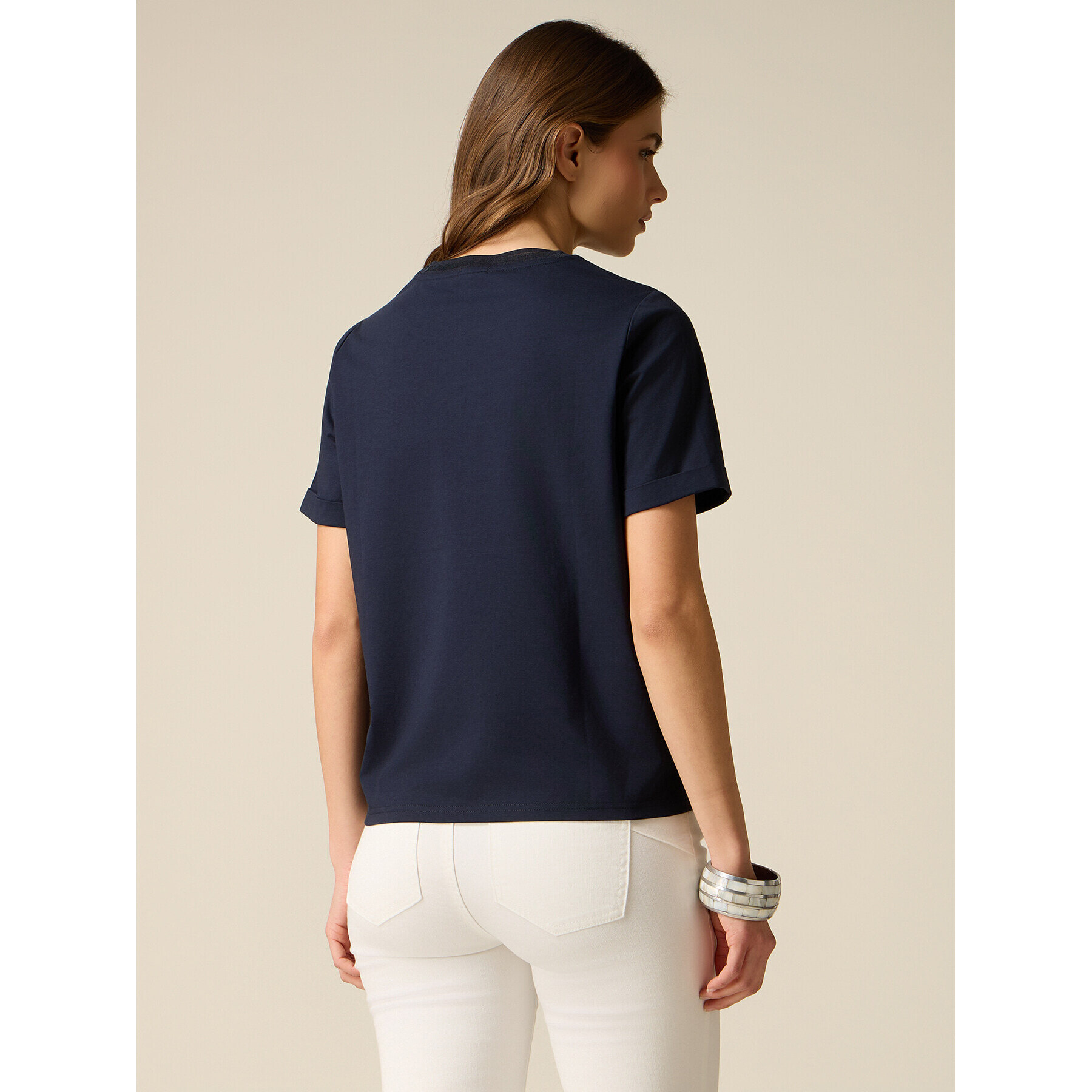 Oltre - T-shirt con ricamo lettering - Blu