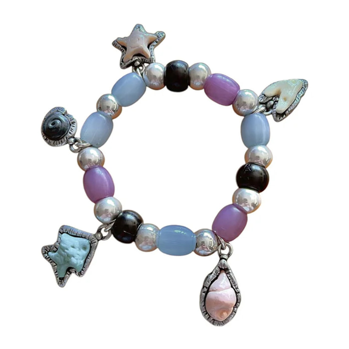 Pulsera elástica Marine en plata 10µ y resinas colores