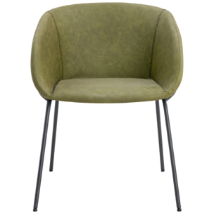 Lot de 2 chaises en simili vert ANDRÉ