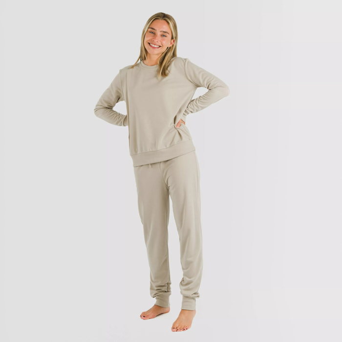 Pantalón largo básico deportivo beige