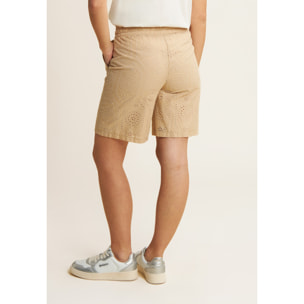 Pantaloni corti in mussola con dettagli Sangallo