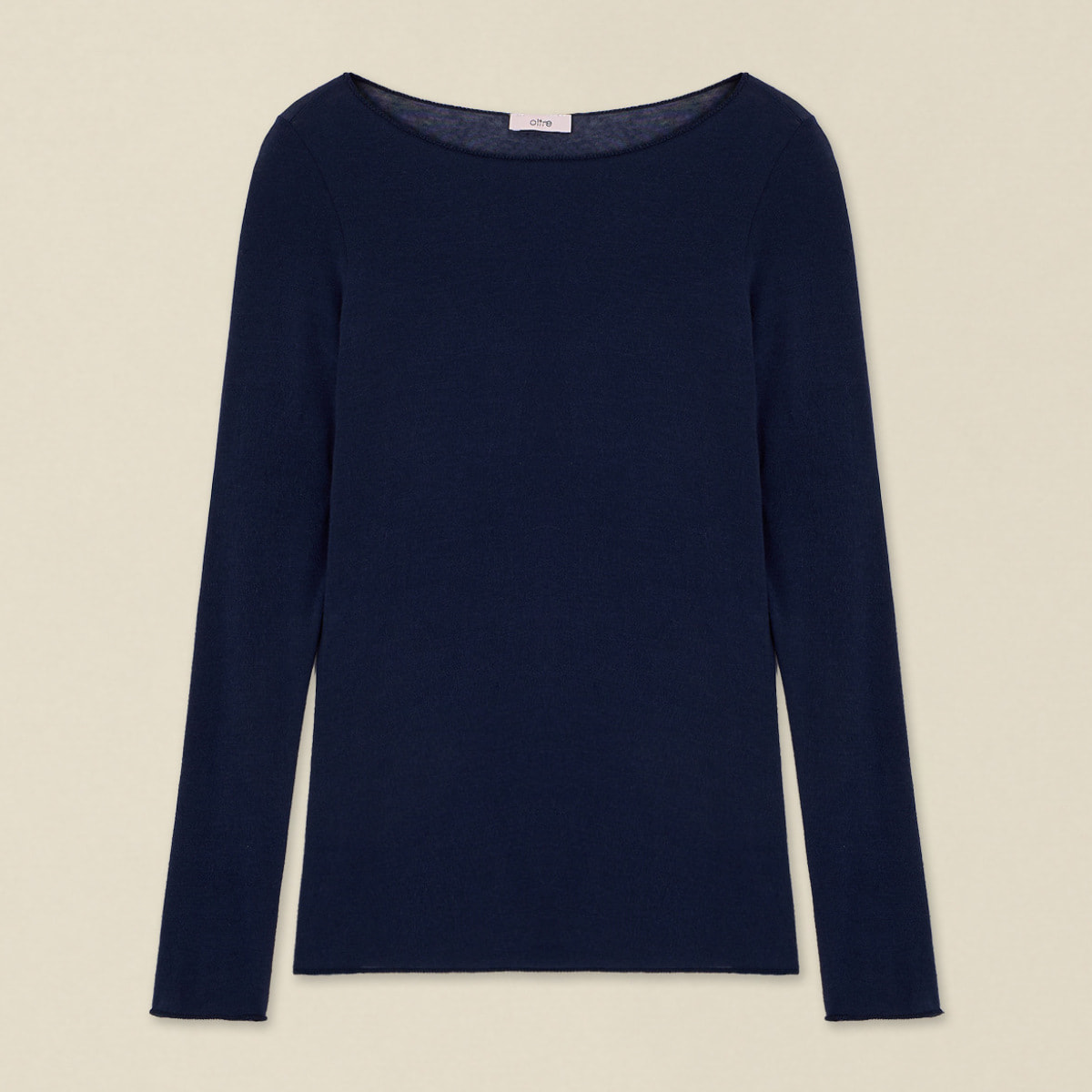 Oltre - T-shirt misto cashmere scollo a barchetta - Blu