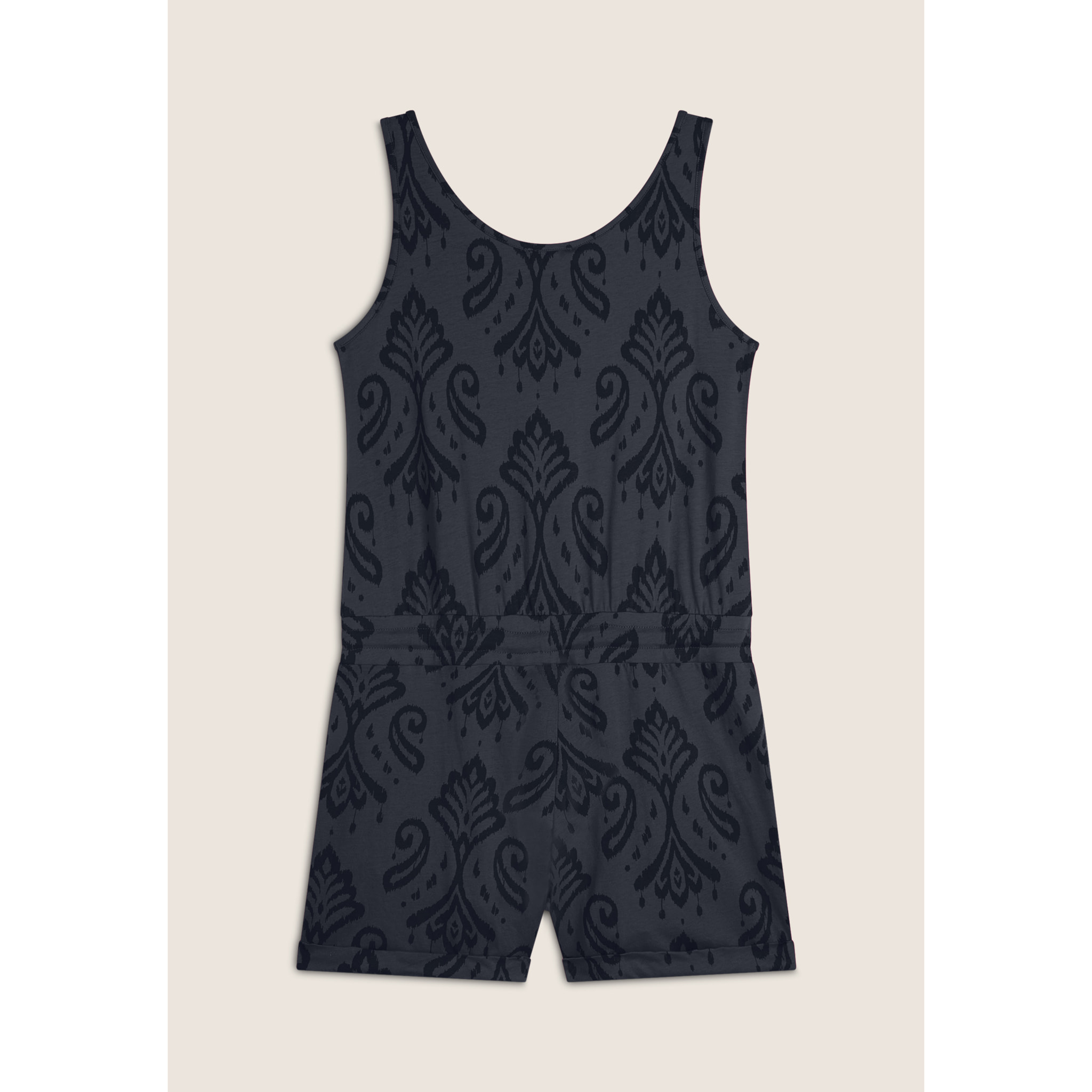 Tuta corta floreale in jersey con top a canotta