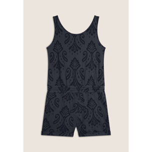 Tuta corta floreale in jersey con top a canotta