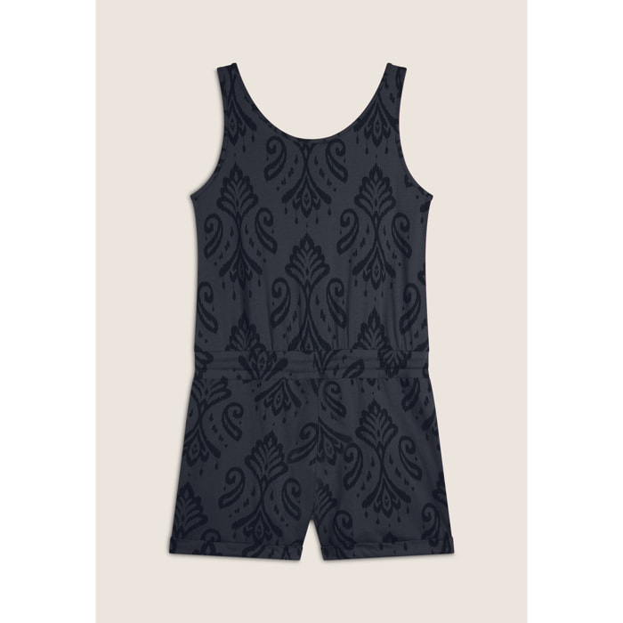 Tuta corta floreale in jersey con top a canotta