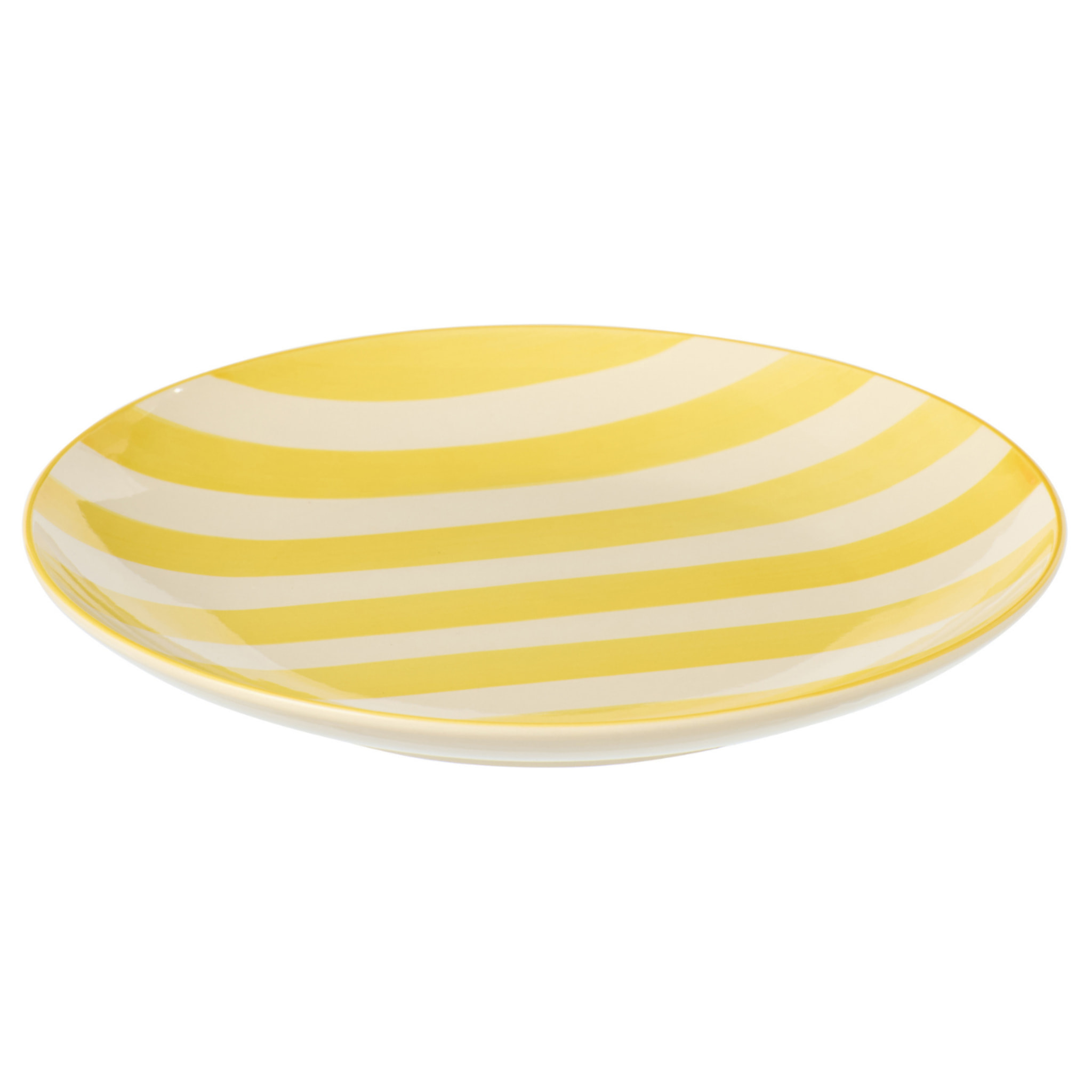 J-Line Assiette Lignée - céramique - jaune/blanc - 6 pièces