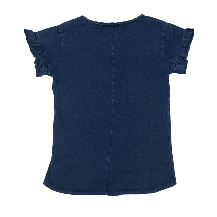 T-shirt a maniche corte da bambina in cotone Leone Blue