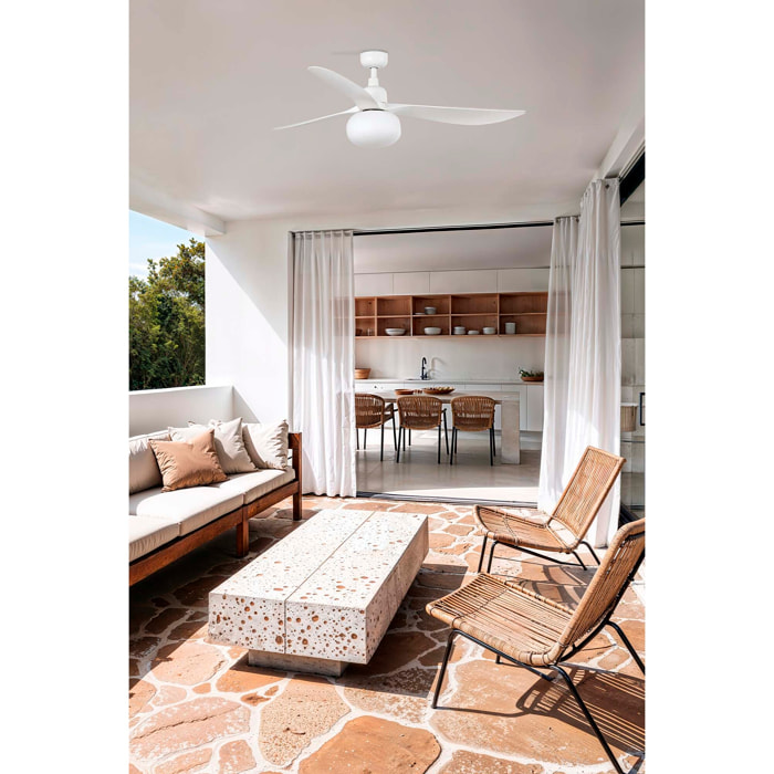 OUTWOOD L Ventilateur de plafond blanc IP44 1X27 TUYA