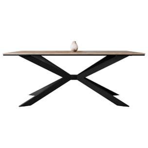 Casey - table à manger - plateau effet bois - pieds en métal - 4 à 8 personnes - Bois / Noir