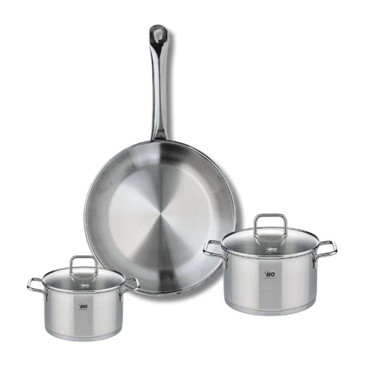 Ensemble de 1 Poêle de cuisson 24 cm et 2 faitouts 12 et 14 cm Elo Profi Citrin