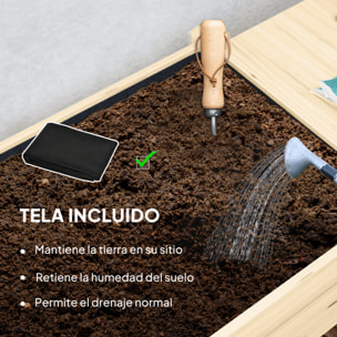 Huerto Urbano de Madera Mesa de Cultivo con Ruedas Estante y Repisas Plegables Jardinera Elevada para Cultivo Flores Vegetales en Jardín Terraza 145x52x86 cm Natural