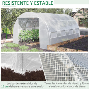 Invernadero de Túnel Jardín 4x3x2 m con Puerta y 8 Ventanas Enrollables Blanco