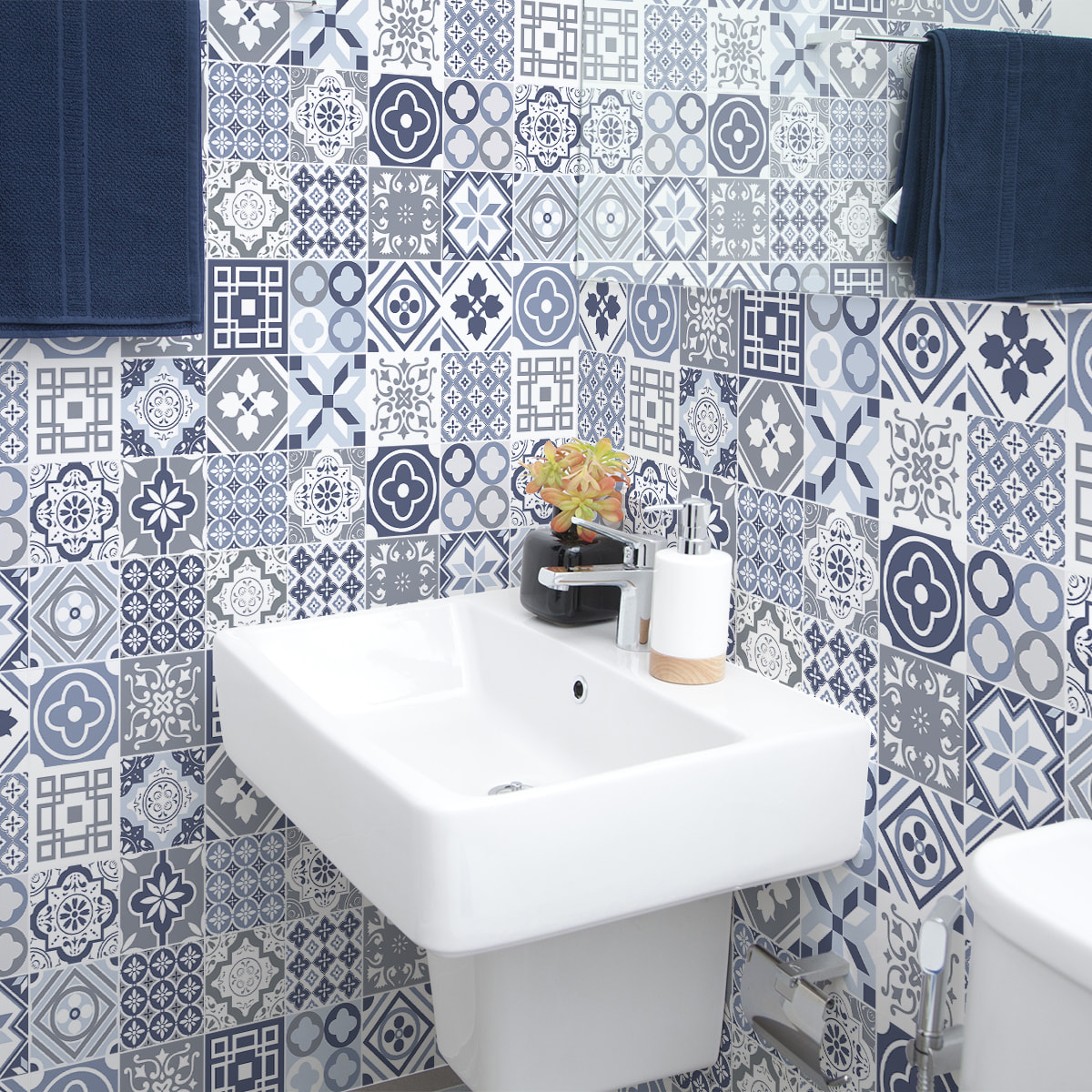 Stickers muraux - Sticker Mural Carrelage adhésif Cuisine Salle de Bain - 24 STICKERS CARRELAGES KENJA