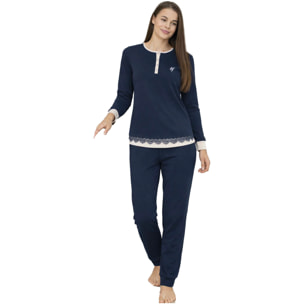 Pigiama Donna De Fonseca Interlock Art. DPD417 Blu