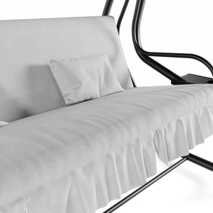 Dondolo 3 Posti Reclinabile Tettuccio Parasole Regolabile Cuscini Imbottiti Diventa Letto Struttura Robusta In Acciaio 200 x 120 x 160 cm Grigio