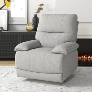 Fauteuil de relaxation grand confort pivotant 360° dossier inclinable repose-pied ajustable tissu gris clair