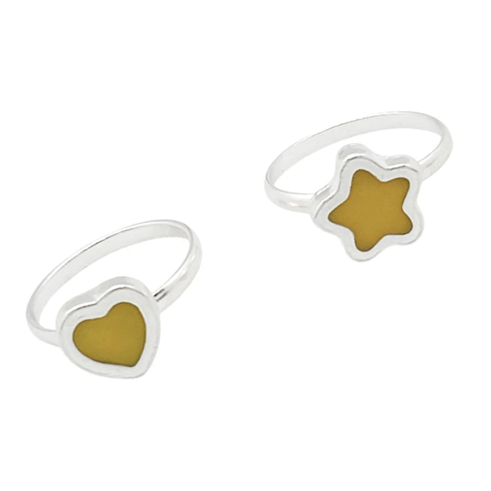 Pareja anillos Colors en plata 10µm y color mostaza