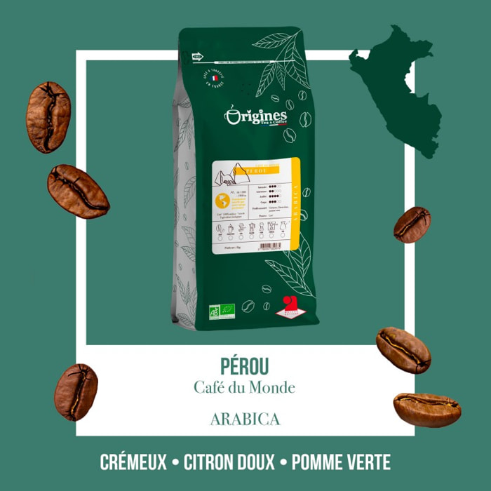 Café Bio Pérou - Pur Arabica - Grain 1 kg