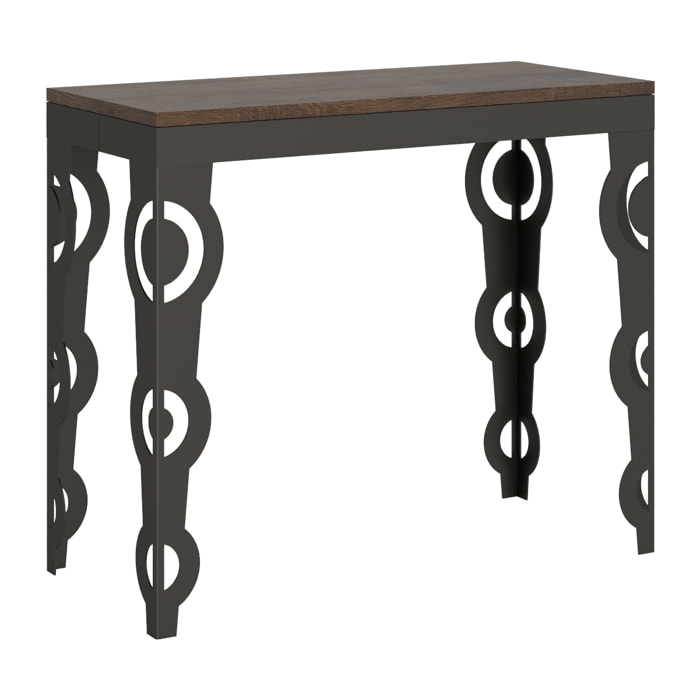 Console Karamay Small Evolution cm.90x40 (extensible à 196) Noyer cadre Anthracite