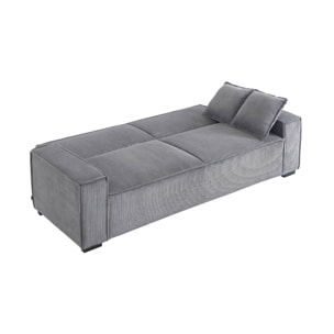 Canapé convertible 3 places gris clair velours côtelé L 231 x P 96.5 x H 80cm