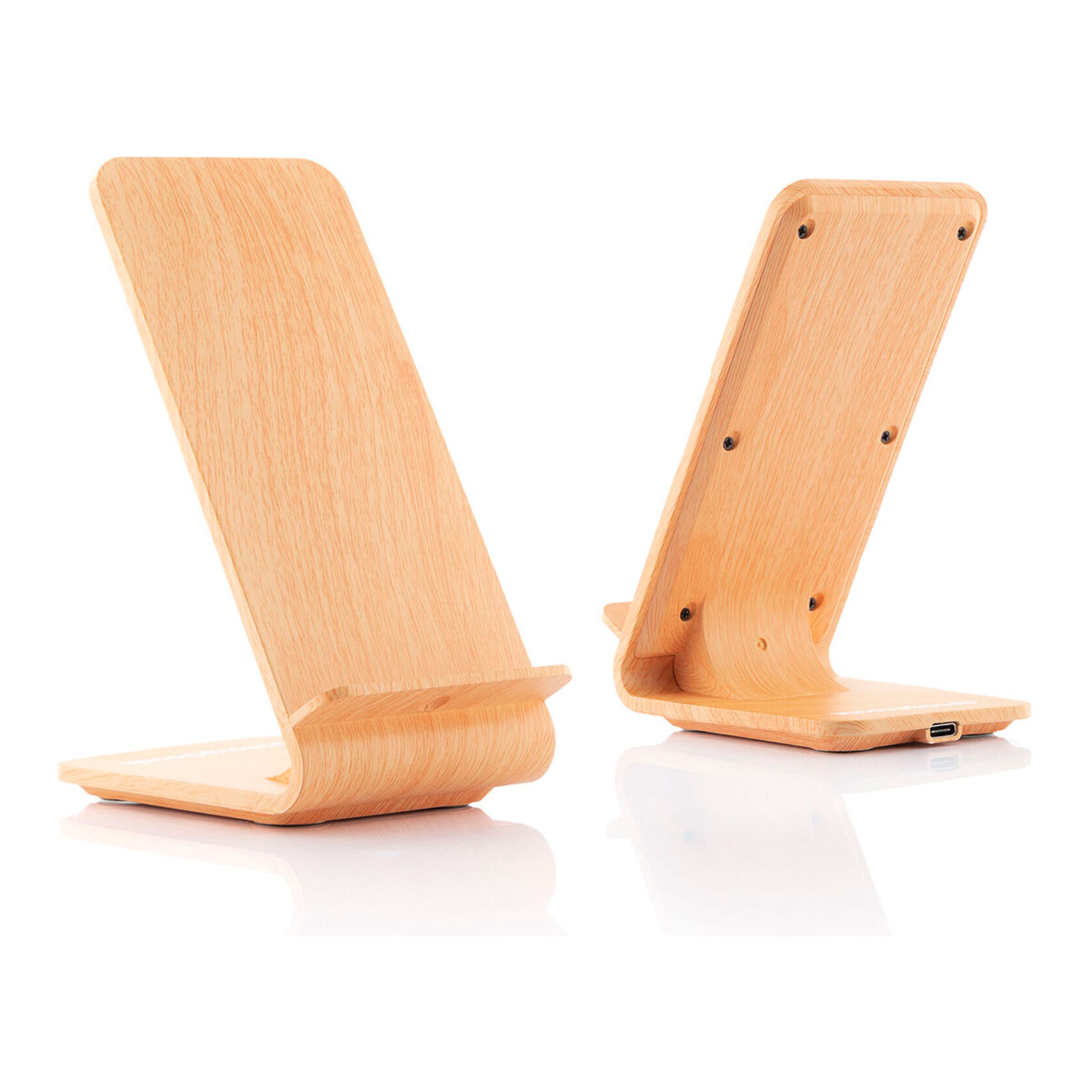 Caricabatterie Senza Fili Effetto Legno con Supporto Qistan InnovaGoods