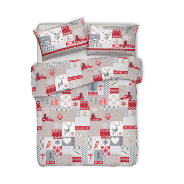 Parure Copripiumino in 100% Cotone Made In Italy Alpi Rosso