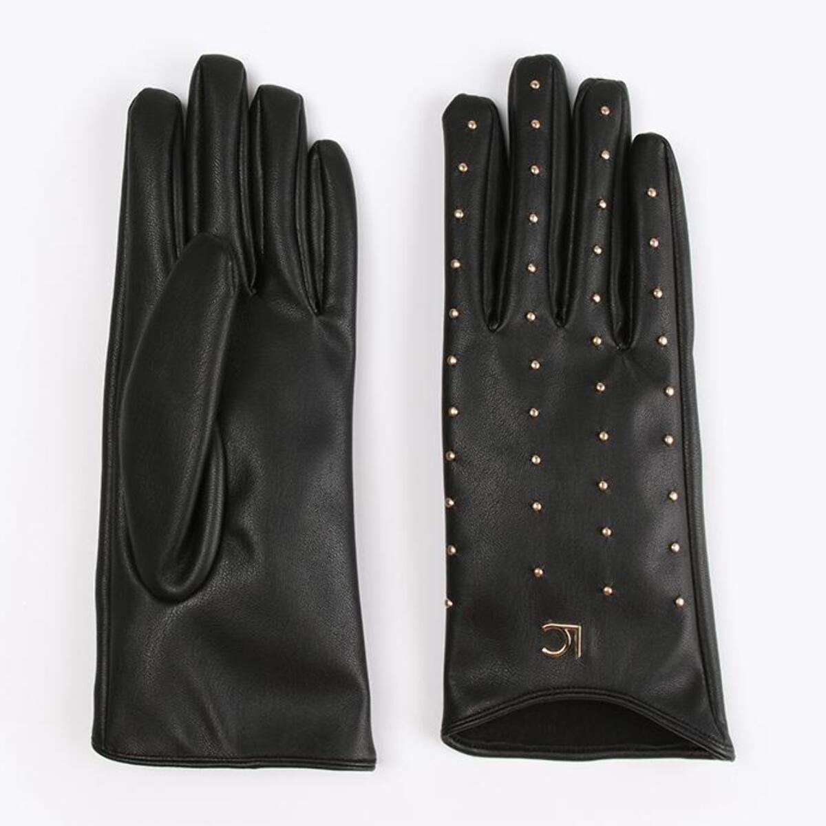 Guanto effetto pelle con borchie