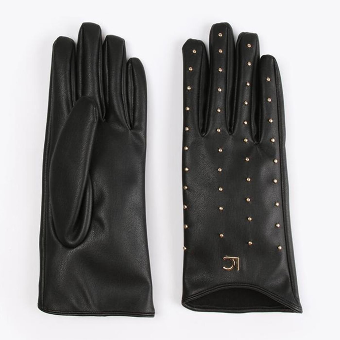 Guanto effetto pelle con borchie