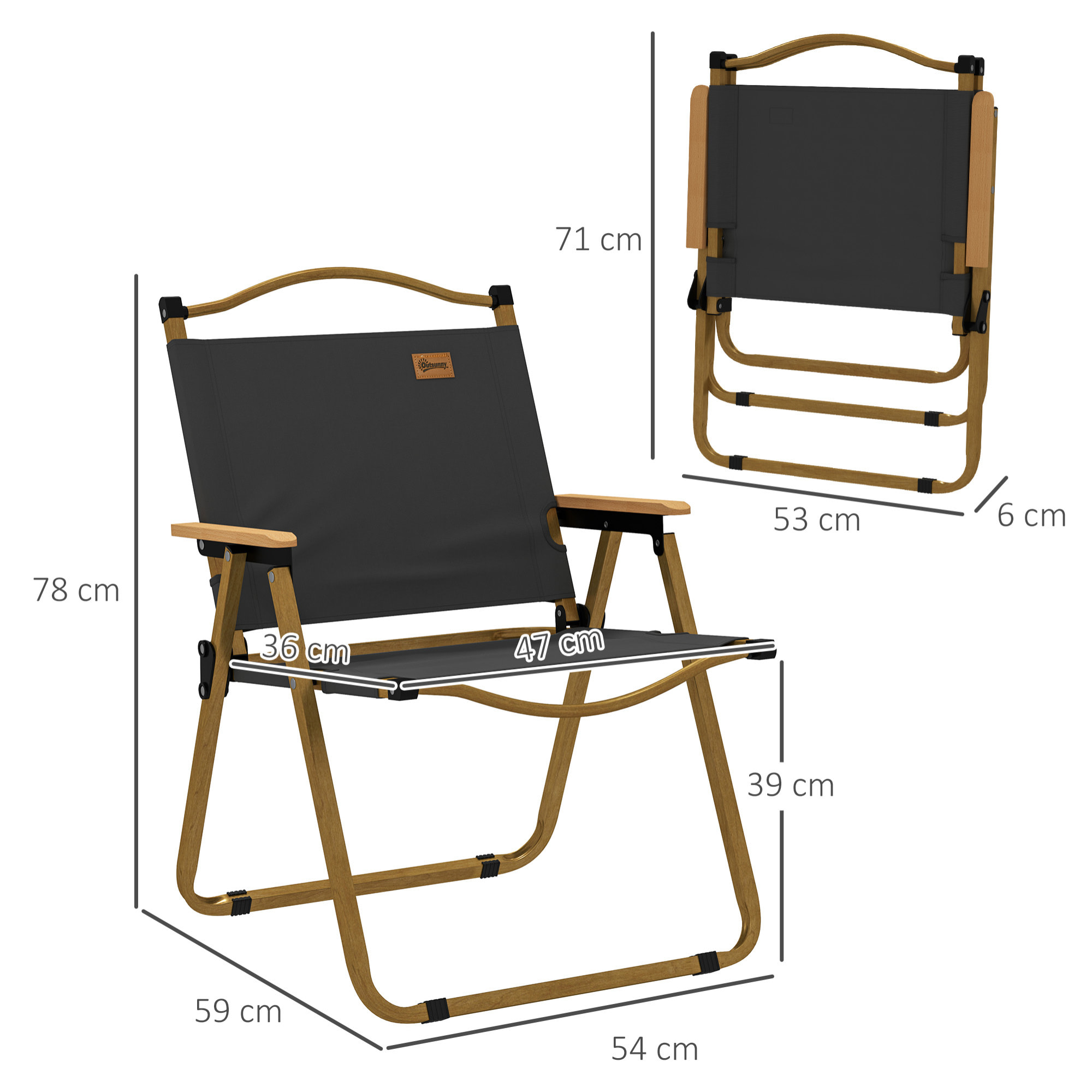 Chaise de plage camping pliante - poignée - structure acier oxford gris