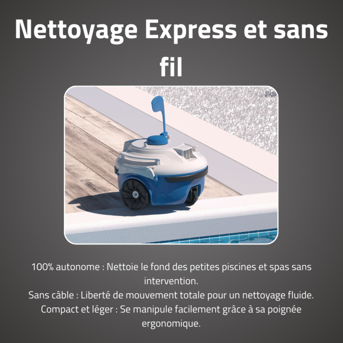 Bestway Robot piscine autonome Guppy bleu - nettoyage fond plat - 10m² max