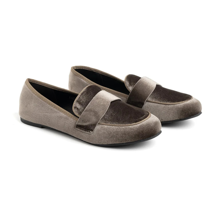 Mocassino in velluto con fascia penny - GRIGIO