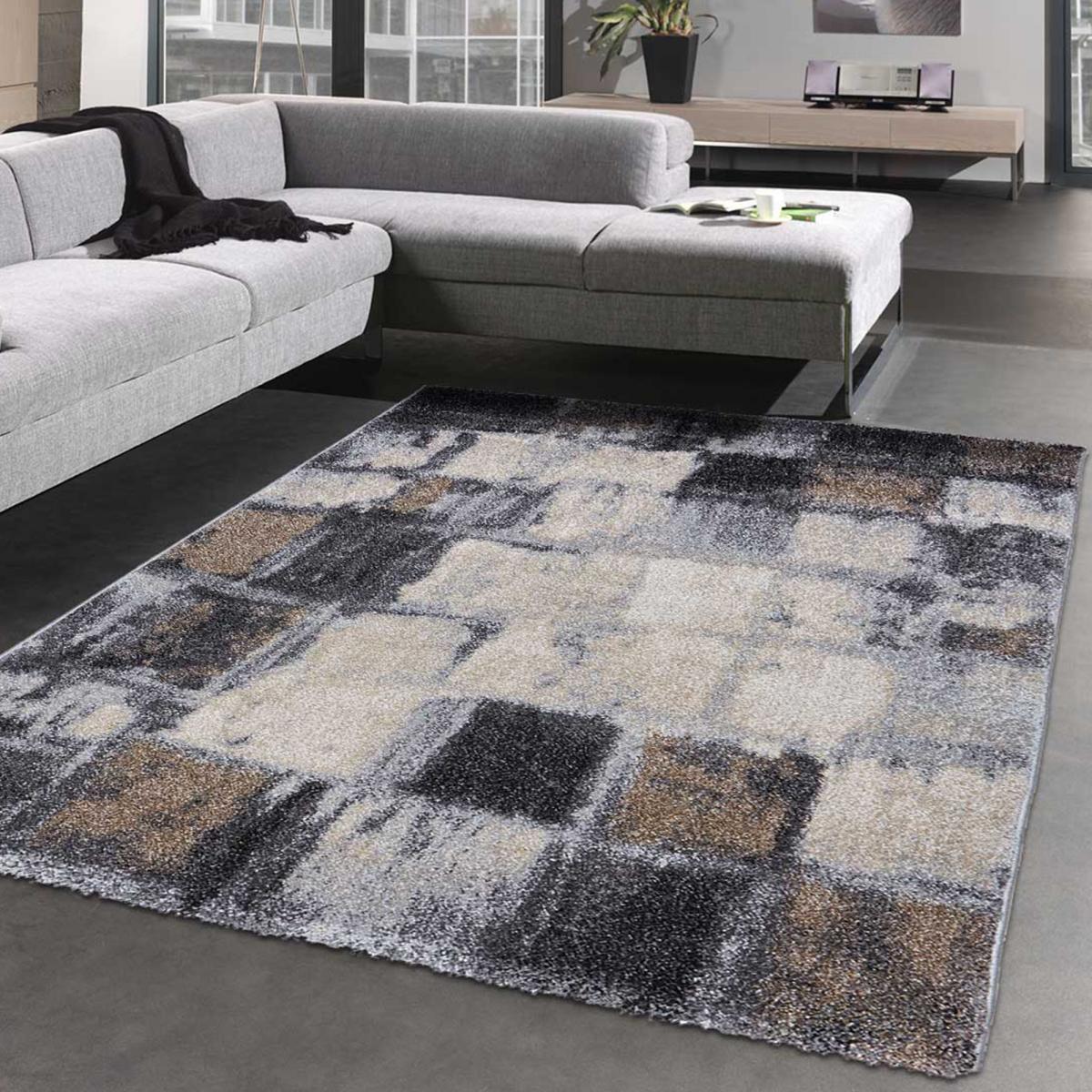 Tapis salon et chambre tissé motif géométrique POBI