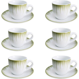 Set 6 tazzine da caffè Raggi con piattini in porcellana