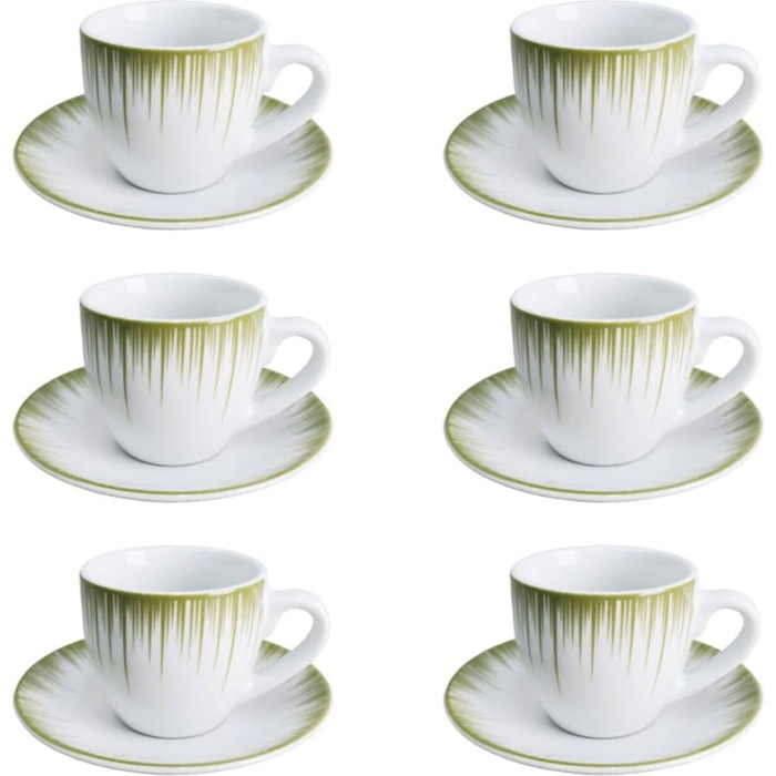 Set 6 tazzine da caffè Raggi con piattini in porcellana