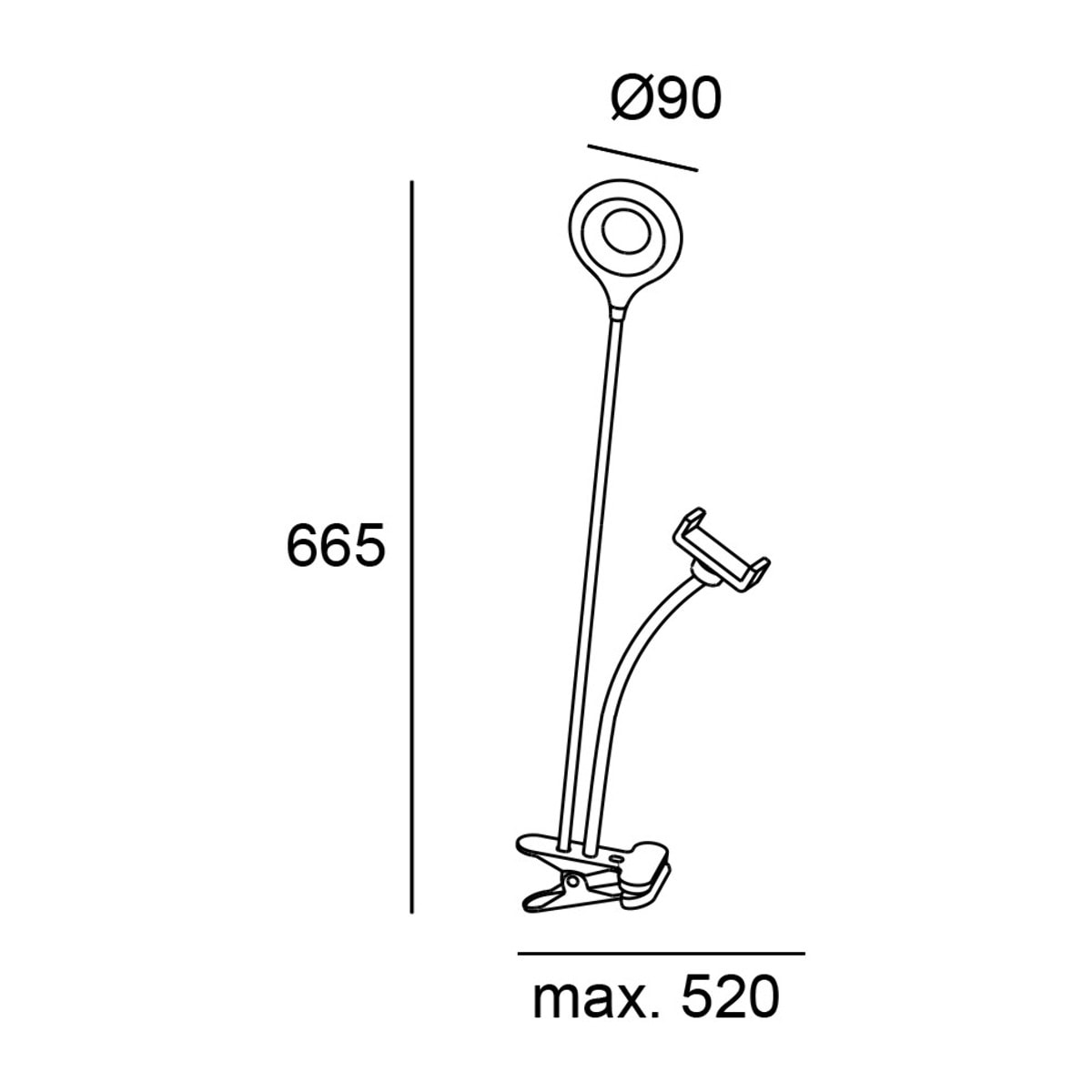 Forlight Servi Flexo portátil LED 4 W con Pinza para móvil. Regulador de tono e intensidad Brazo flexible. Blanco