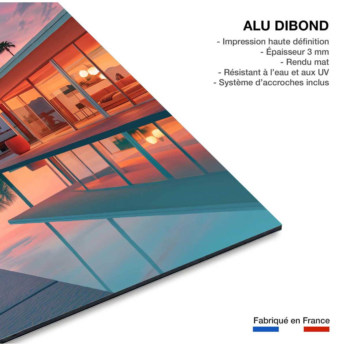 Tableau architecture maison avec piscine sur los angeles  Tableau alu Dibond