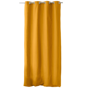 Rideau coloré en pur coton 8 œillets - Jaune moutarde