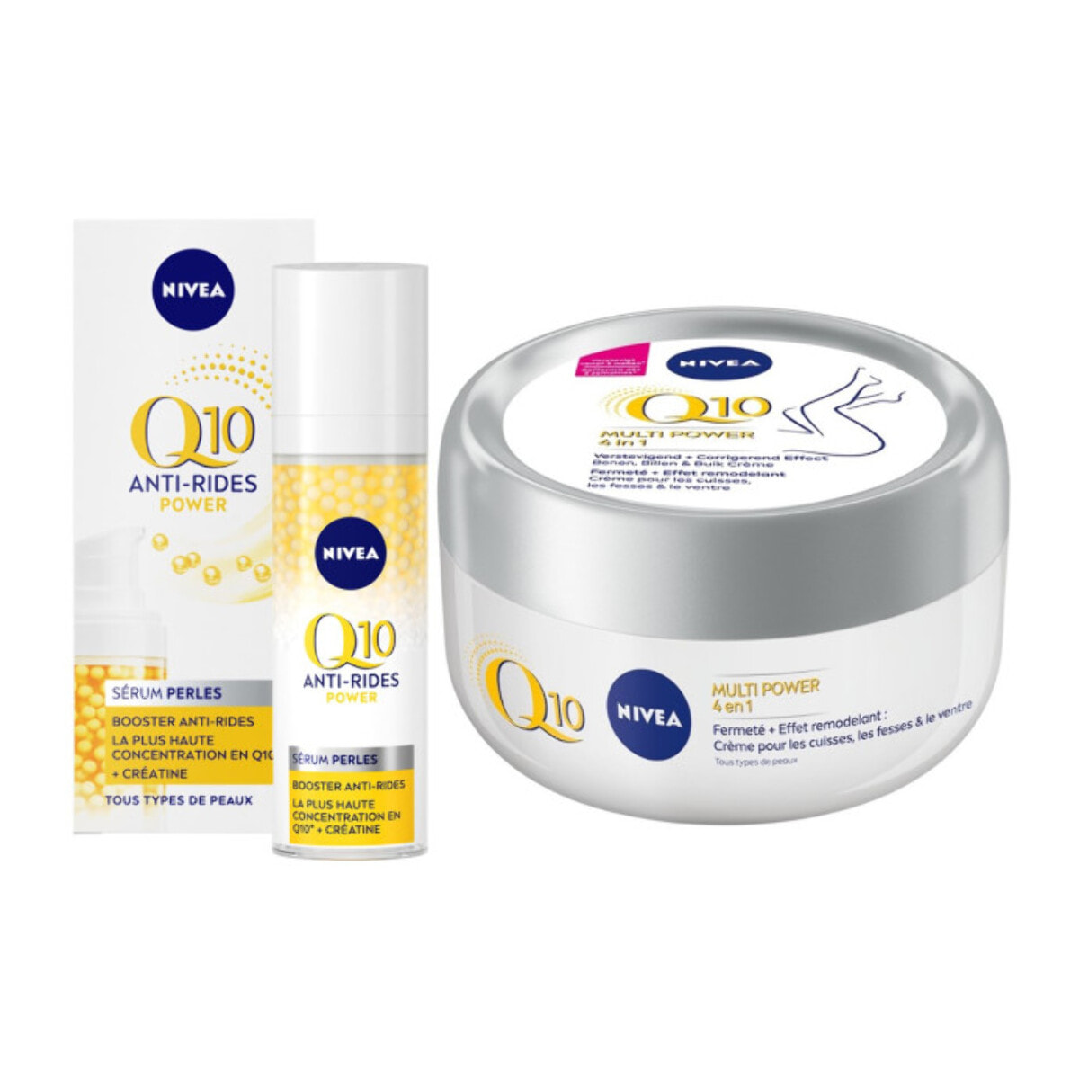 LOT Routine Q10 Visage Perles Booster + Baume Corps Sculptant Q10 MULTIPOWER 4-en-1 300ml